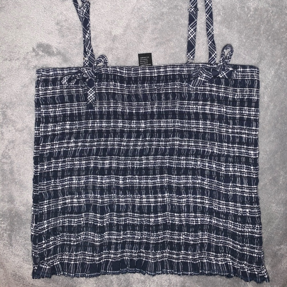 blue and white plaid cropped tank